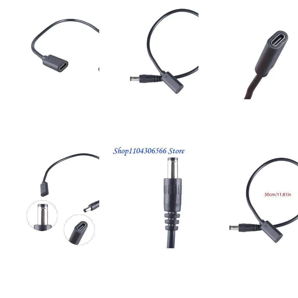 USB-C to DC 5.5x2.5mm Power Adapter Cable – 3A, 9–20V Power Adapter Cable HIP