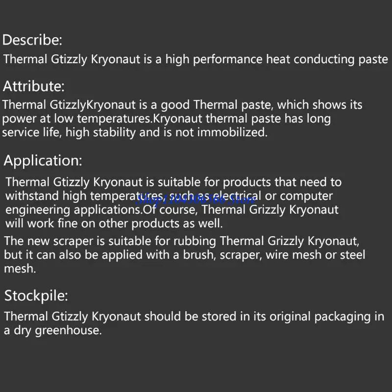 Thermal Grizzly Kryonaut CPU GPU Heatsink Paste 1g | 12.5W/mK Thermal Compound Paste HIP