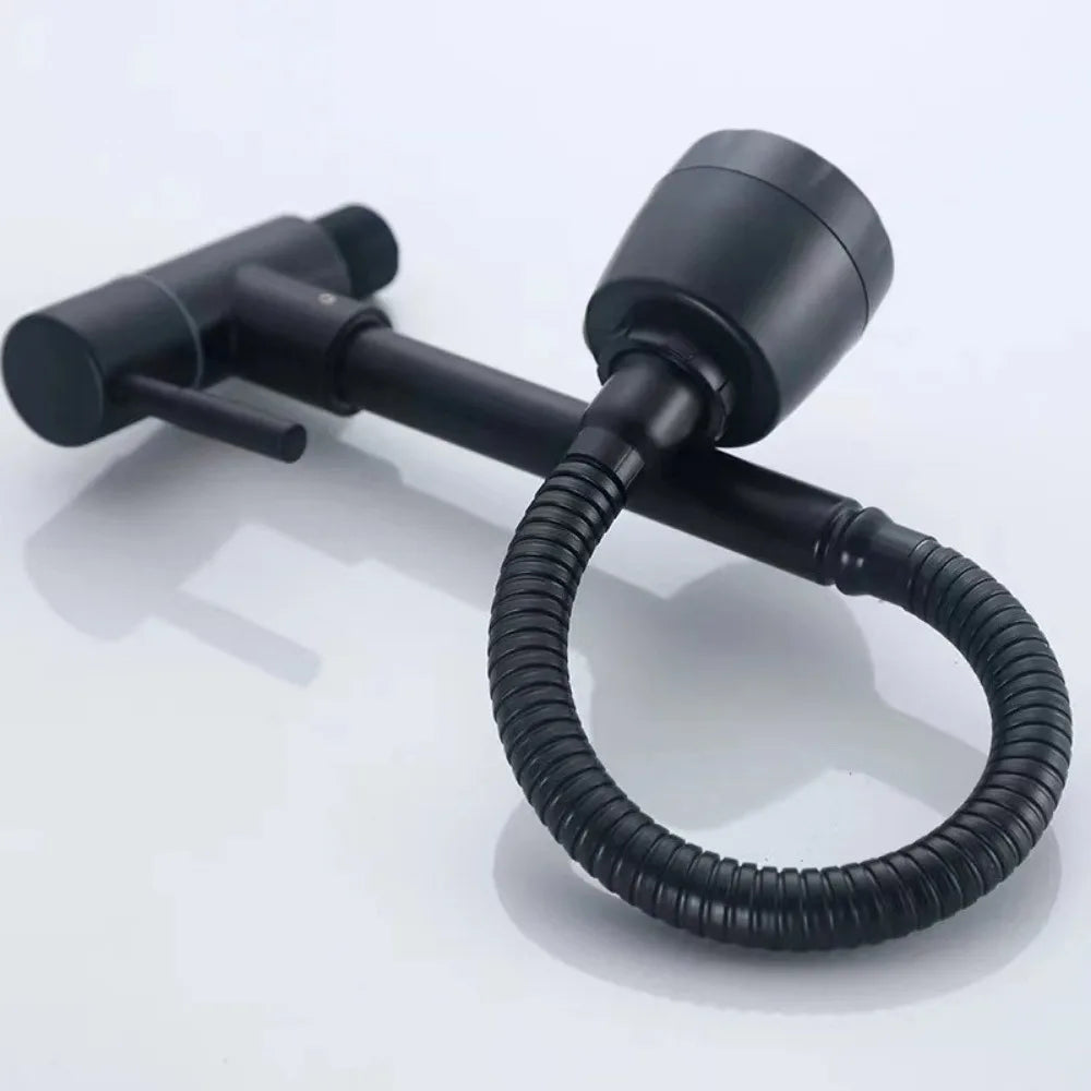 Black Wall-Mounted Single Cold Water Tap – Kitchen & Bath Wall-Mounted Faucet HIP
