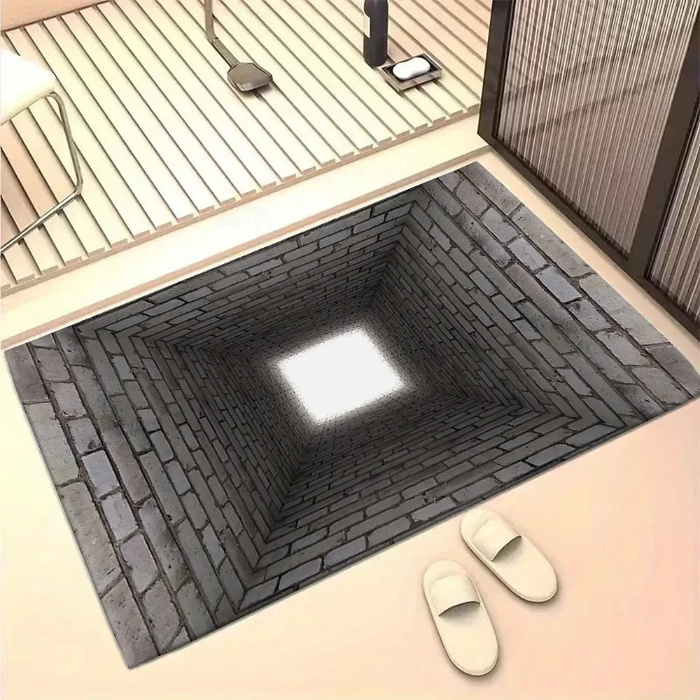 3D Tunnel Illusion Doormat – Anti-Slip Brick Print Entrance Rug Illusion Doormat HIP