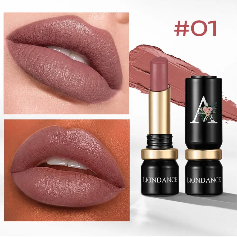 Velvet Mist Flower Lipstick High Pigment Long Lasting Matte Lip Gloss Dark Rich Colors Waterproof Creamy Smooth Lips Makeup HIP 01