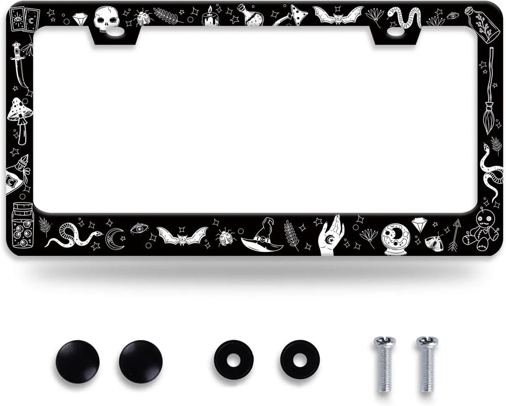 Witch Gothic License Plate Frame – Stainless Steel Car Decor License Plate Frame HIP 1