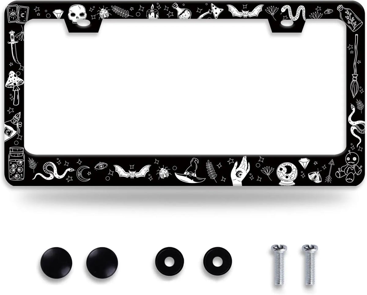 Witch Gothic License Plate Frame – Stainless Steel Car Decor License Plate Frame HIP 1