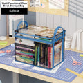 Foldable Bookshelf Student Dormitory Classroom Book Organizer Large Capacity Household Toy Plush Animal Organizer HIP S-Blue