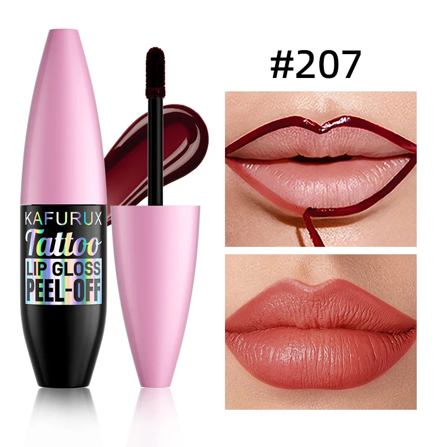 KAFURUX 7-Color Peel-Off Lip Tint – Waterproof Matte Stain Peel-Off Lip Tint HIP 207