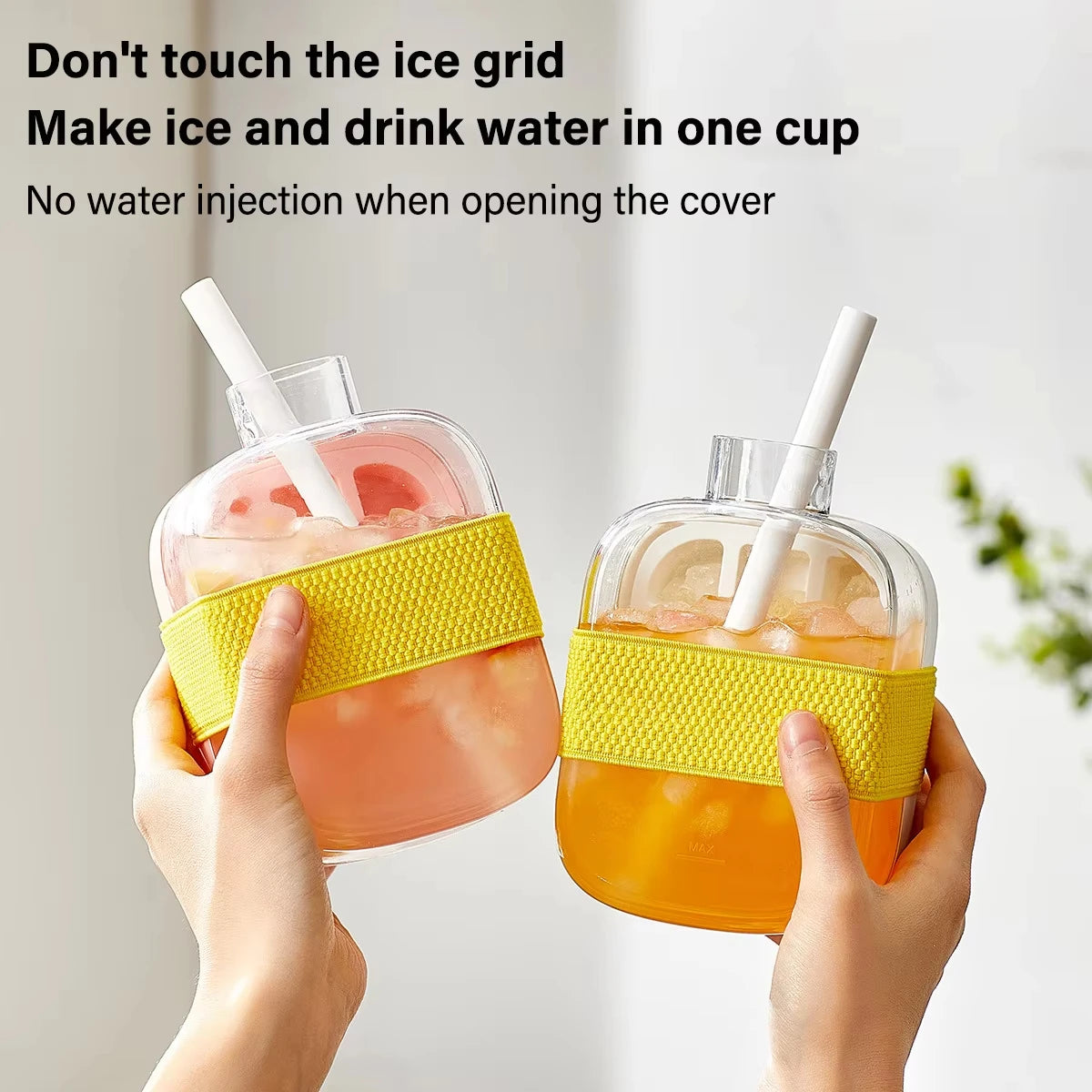 500mL Stackable Ice Cube Maker Bottle with Straw | Food-Grade Ice Cube Maker Bottle HIP