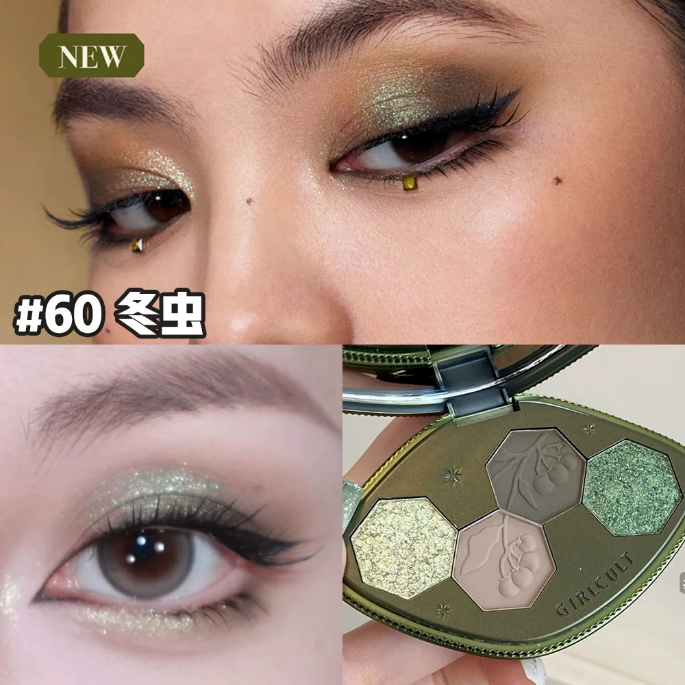 Girlcult 4-Color Eyeshadow Palette – Matte, Shimmer & Smoky Eyeshadow Palette HIP 60 Cordyceps