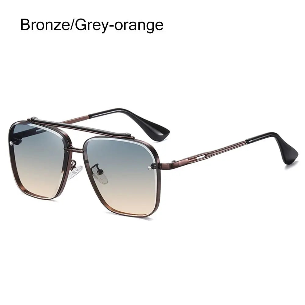 Metal Frame UV400 Sunglasses – Unisex Punk Driving Shades Fashion Sunglasses HIP Bronze Grey-orange