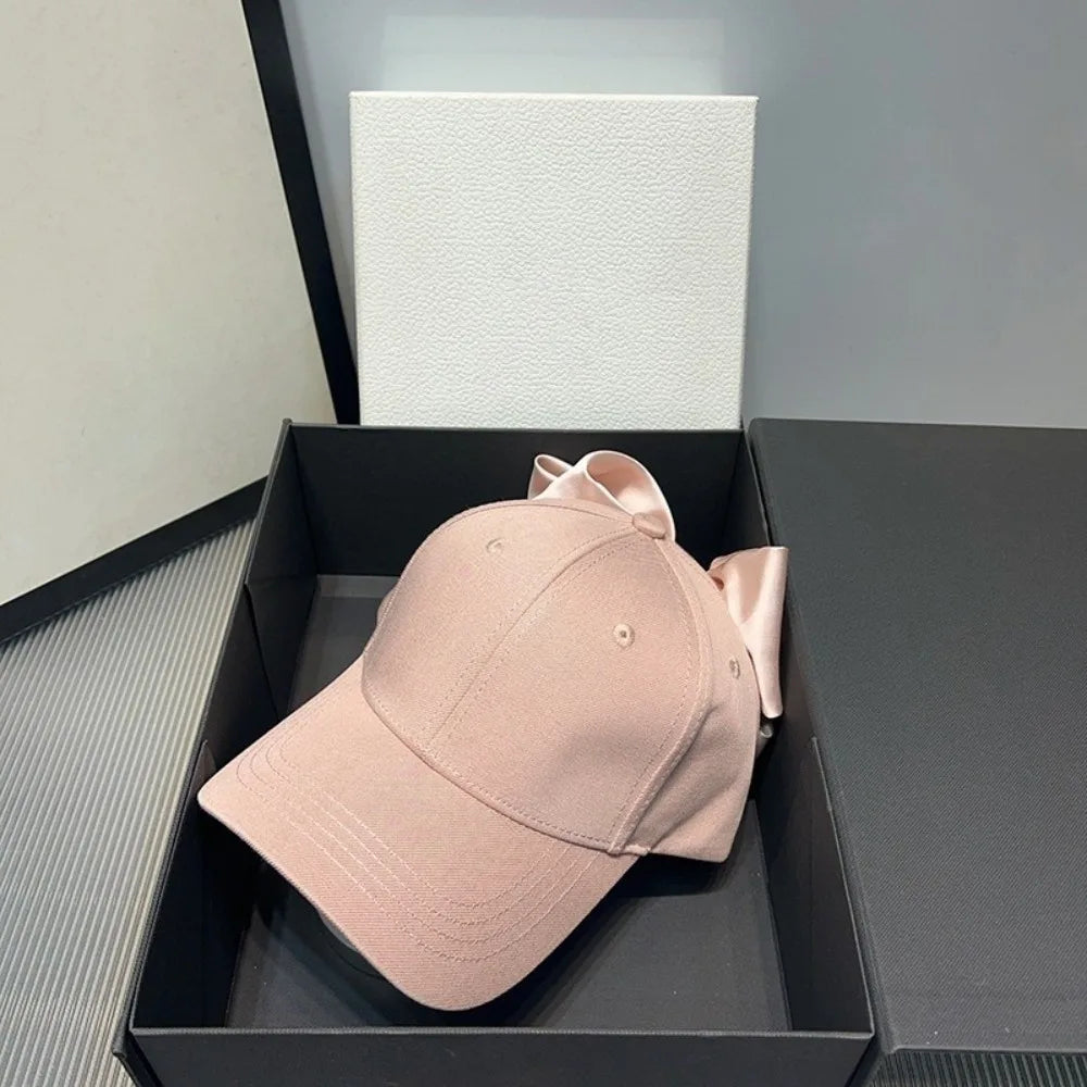 Big Bow Baseball Cap – Adjustable Cotton Hat for Women Baseball Cap HIP Pink