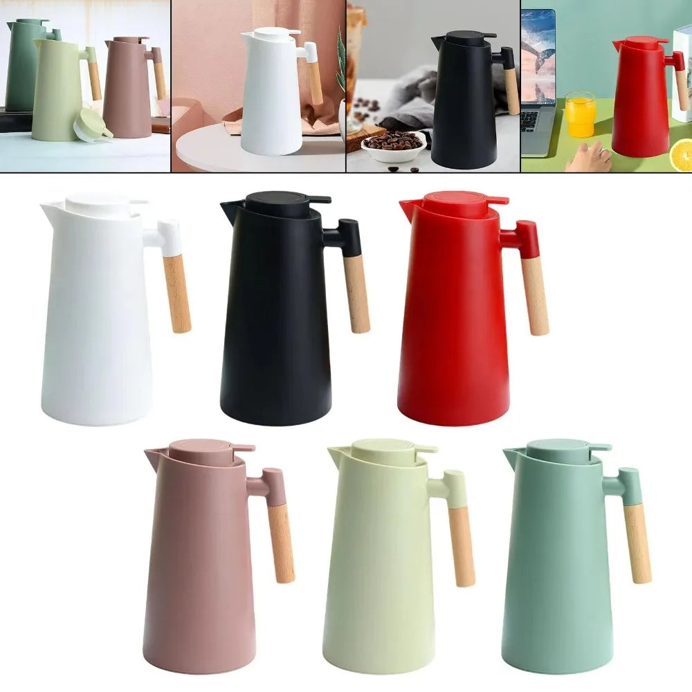 1L Nordic Vacuum Flask – Double Wall Glass Liner & Wood Handle Vacuum Flask HIP