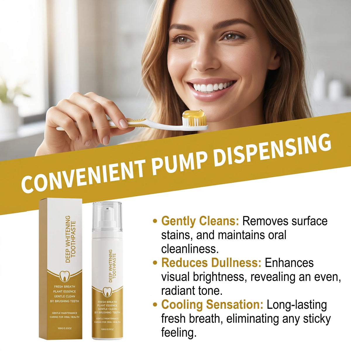 Centella Asiatica Brightening Pump Toothpaste | Fresh Breath Whitening Toothpaste HIP