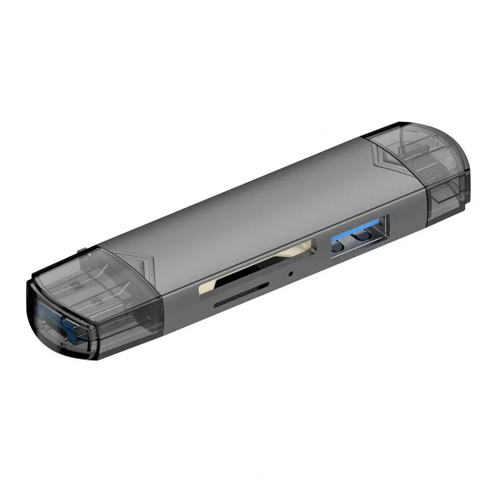 6-in-1 USB 3.0 Card Reader – Type-C, SD, TF & Micro USB USB Card Reader HIP black