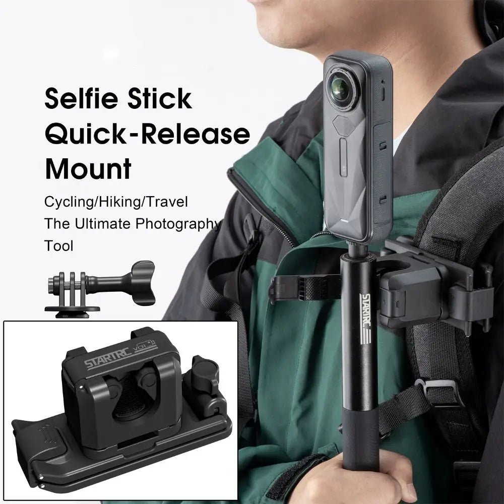 2-in-1 Quick Release Selfie Stick & Backpack Camera Holder Camera Mount Clip HIP