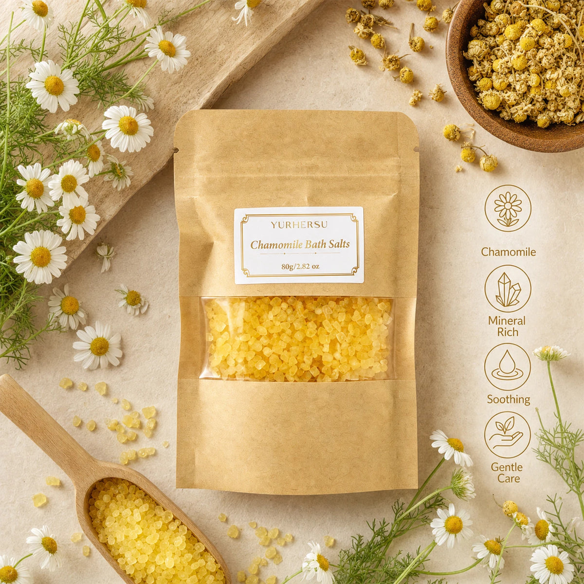 Chamomile Exfoliating Bath Salt – Home Spa & Foot Soak Exfoliating Bath Salt HIP 80G