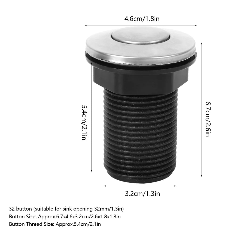 Air Activated Push Switch Button for Garbage Disposal Bathtub Air Hose Button Switch Kit HIP