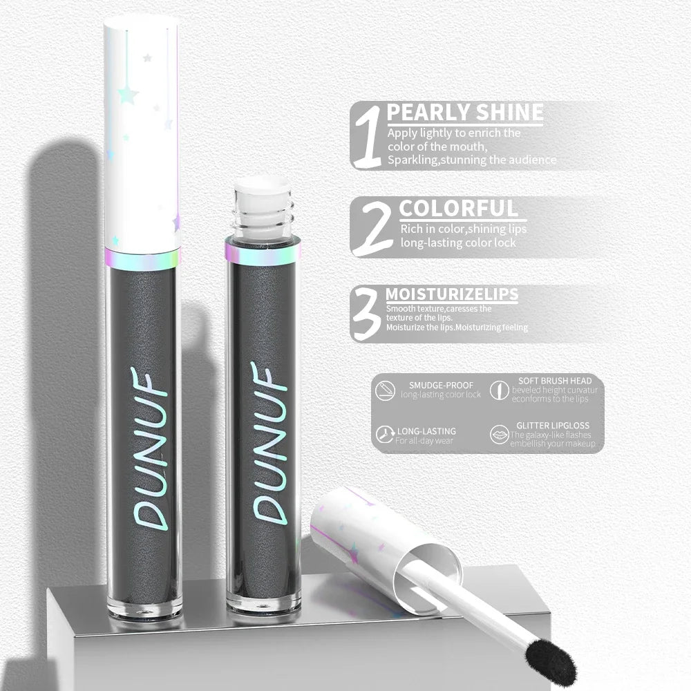 DUNUF Diamond Shimmer Lip Gloss – 12 Colors, Waterproof Shimmer Lip Gloss HIP