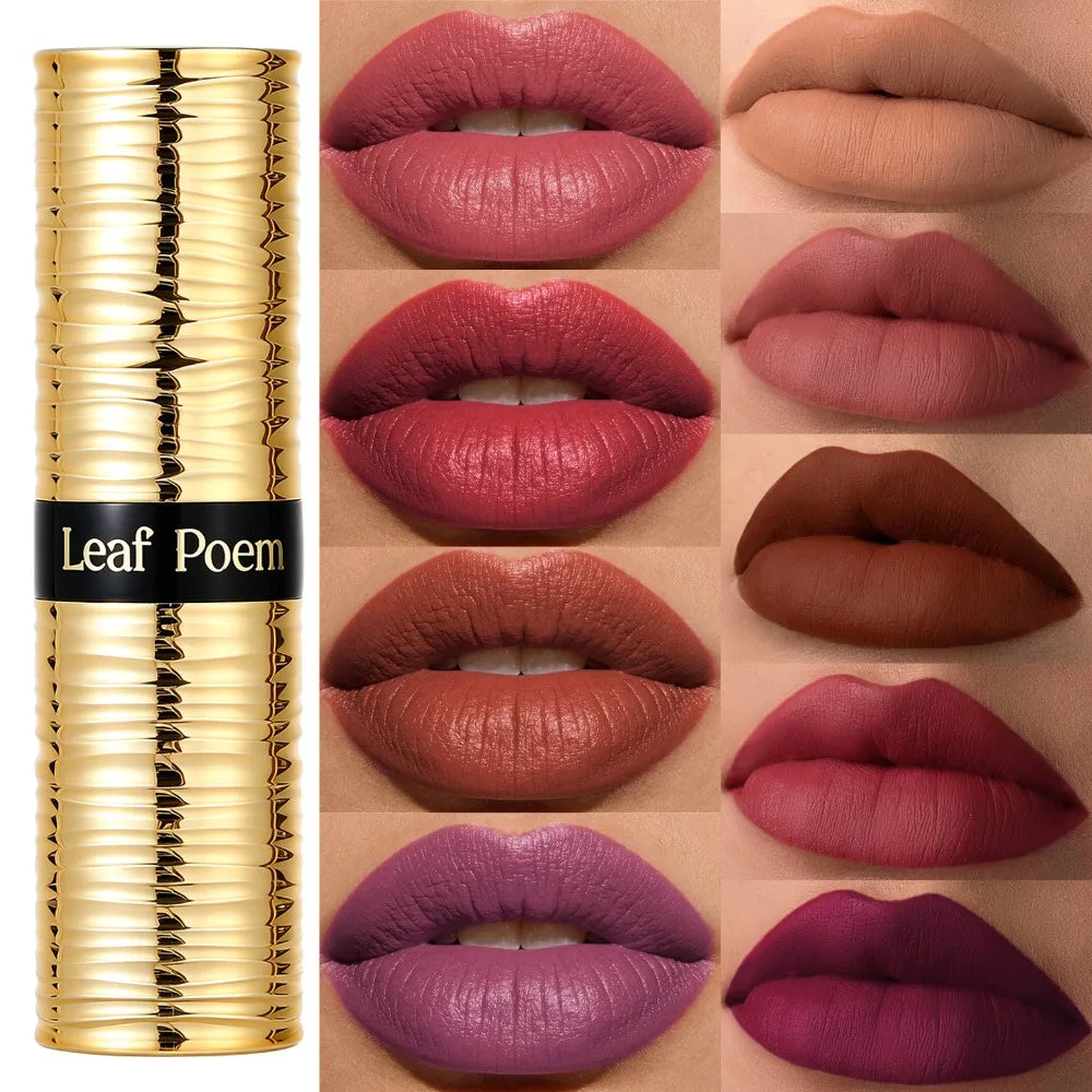 Leaf Poem Metal Threaded Tube Lipstick High Pigment Long Lasting Waterprrof Luxurious Cosmetic Matte Bold Color Lipstick Makeup HIP