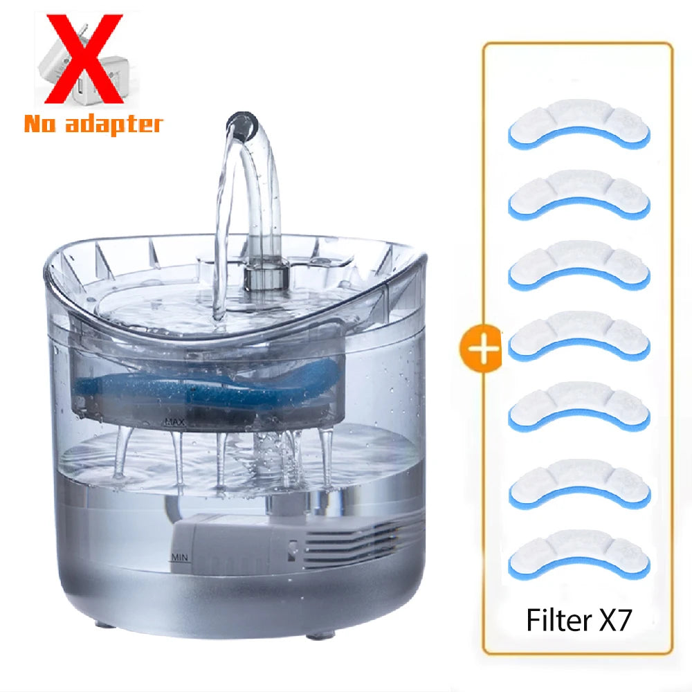Automatic Cat Dog Water 2L Well With Water Tap Dog Water Sp Ender Transparent Filter Drinker Pet Sensor Drink Food Automatic HIP 1set-7filter 2L
