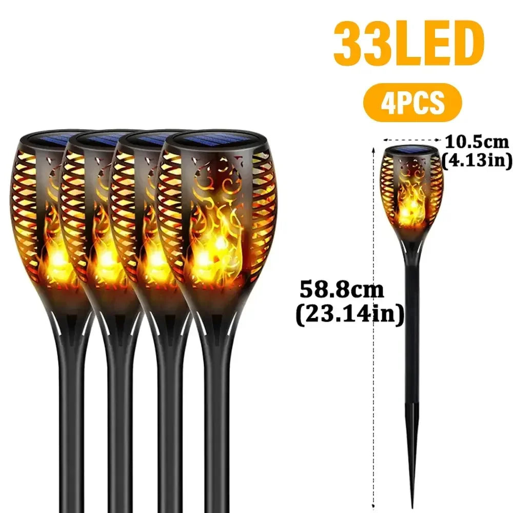 Solar Flickering Torch Light 96 LED – Waterproof Garden Flame Lamp Solar Garden Torch Light HIP huoyan 33LED-4PCS
