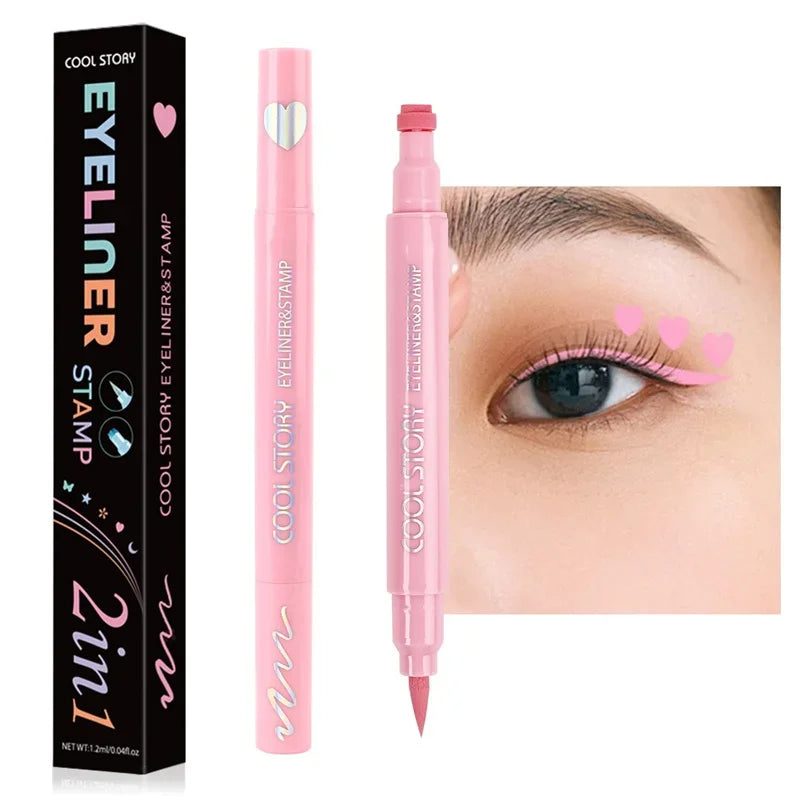 Colorful Butterfly Eyeliner Stamp Pen Star Moon Seal Long Lasting Waterproof Liquid Eye Liner Pencil Eyes Makeup Cosmetic 1/5PCS HIP 04Pink Love-1PC