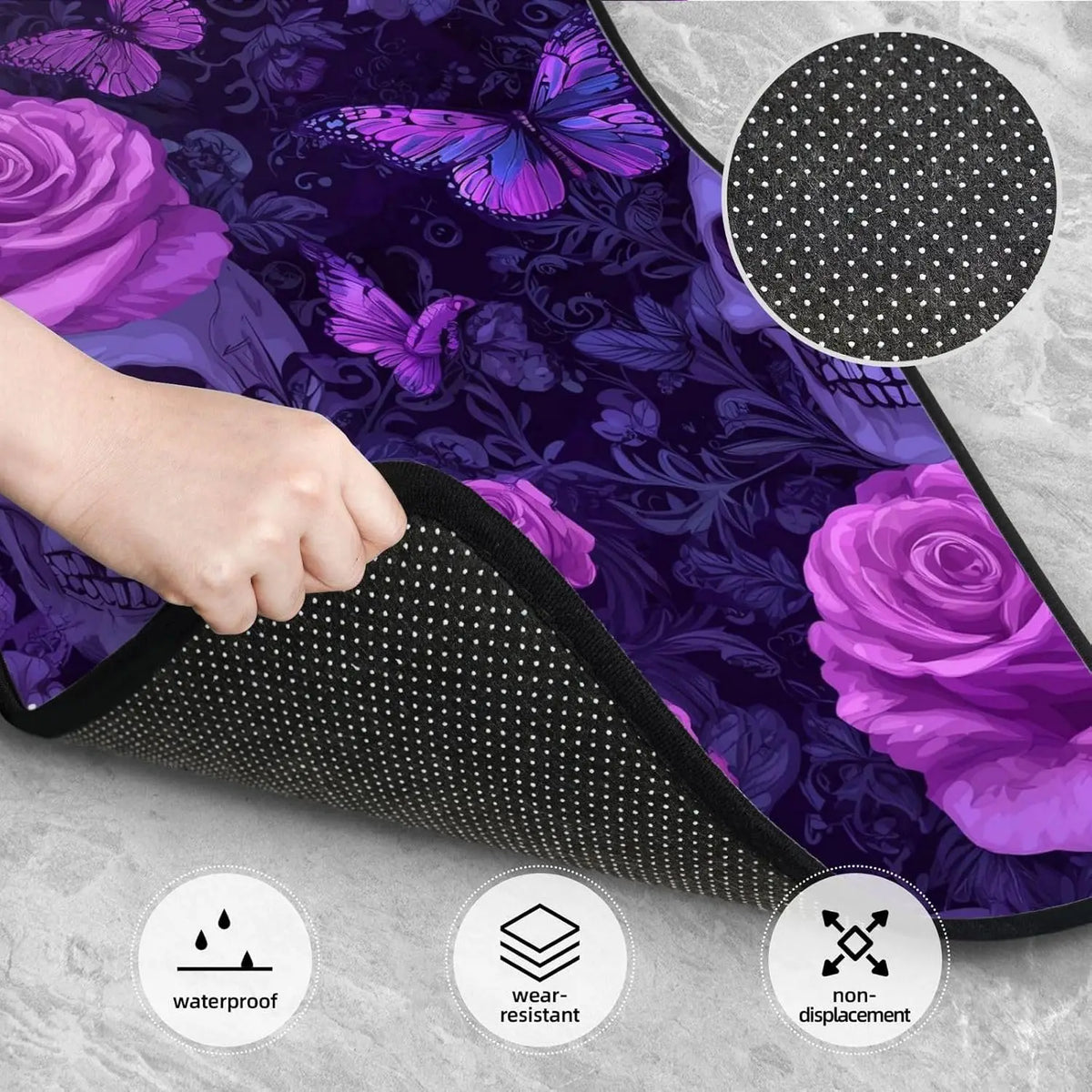 Gothic Skull & Rose Car Floor Mats – 4-Piece All-Weather Set Car Floor Mats HIP