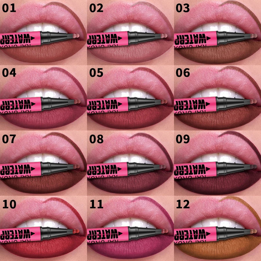 1PC Liquid Matte12-Color Lipliner Pencil Waterproof Plumping Stain Lipstick Natural Lip Liner Outline Lips Contour Makeup HIP