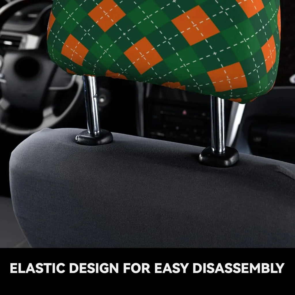 St. Patrick's Day Car Headrest Covers – Green Plaid 2 Pack Car Headrest Cover HIP