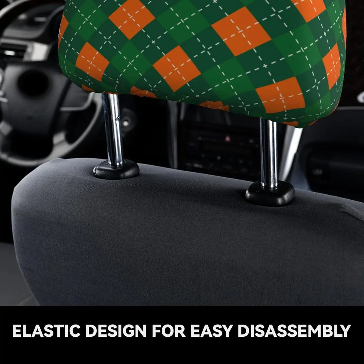 St. Patrick's Day Car Headrest Covers – Green Plaid 2 Pack Car Headrest Cover HIP