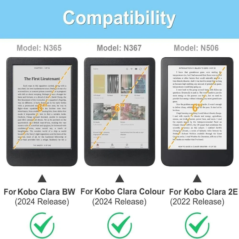 Magnetic Auto Wake/Sleep Case for Kobo Clara Color/2E/BW 6" E-Reader Case HIP