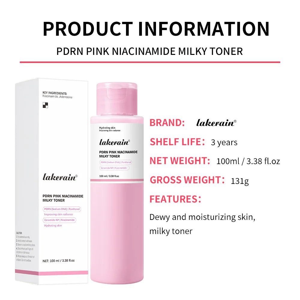 PDRN Pink Niacinamide Milky Toner for Hydrating Moisturizing Soothing Ceramide Glass Glow Skin Milky Toner Korean Skincare HIP