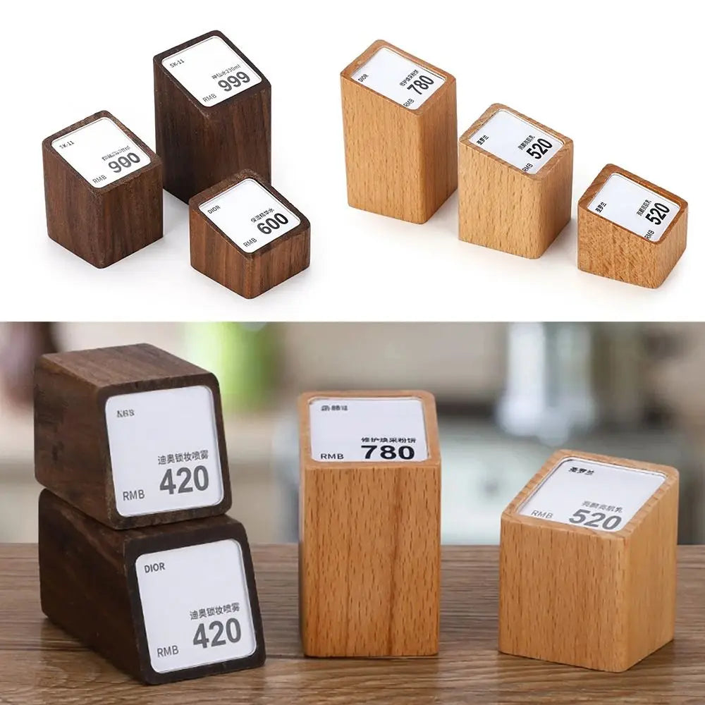 Wood Base Acrylic Price Tag Holder Stand – 3 Sizes Price Tag Display Stand HIP