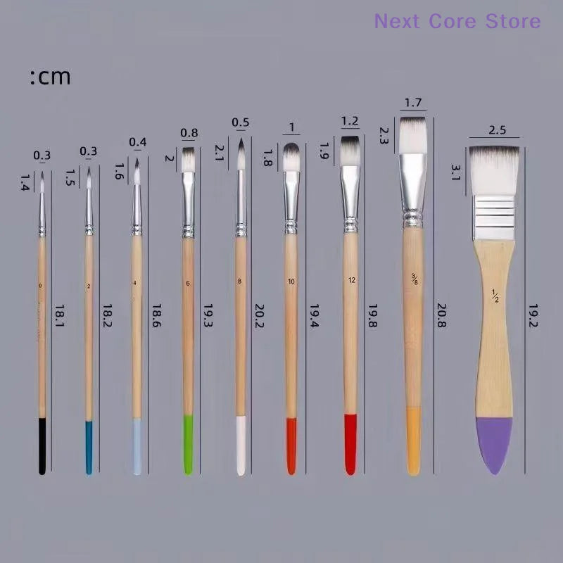 9-Piece Nylon Paint Brush Set – Watercolor, Acrylic & Oil Paint Brush Set HIP