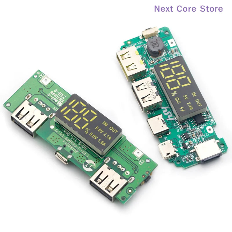 LED Dual USB 5V 2.4A 18650 Power Bank Lithium Charger Board Battery Charger Module HIP