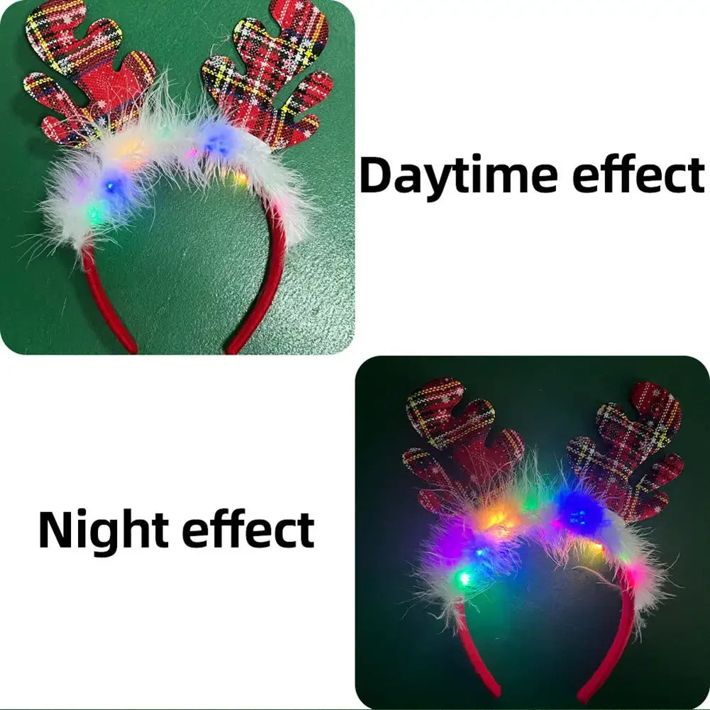 1pc Light Up Christmas Headbands LED Reindeer Christmas Headbands Xmas Antler Headbands for Kids Women Christmas Party Supplies HIP
