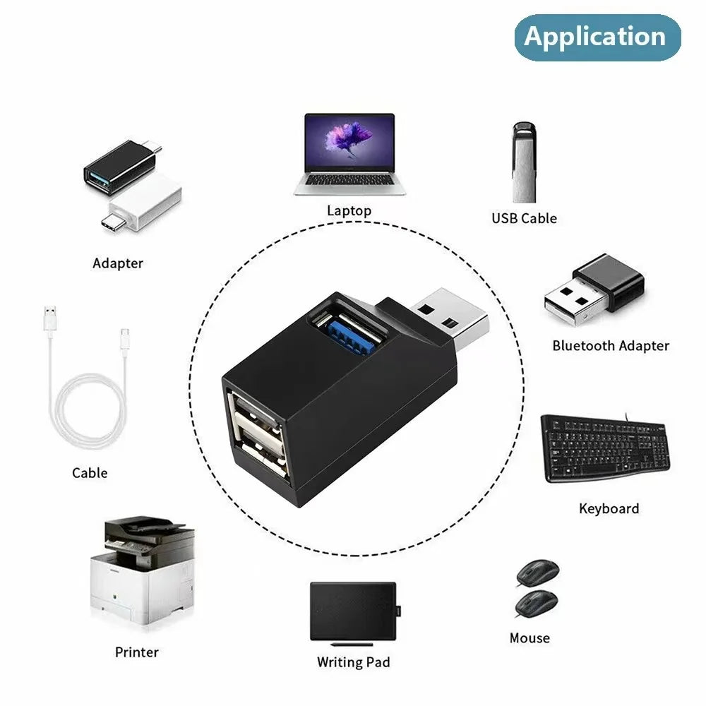USB 3.0 Hub Splitter – 3-Port Adapter for Laptop & Car USB Hub Splitter HIP
