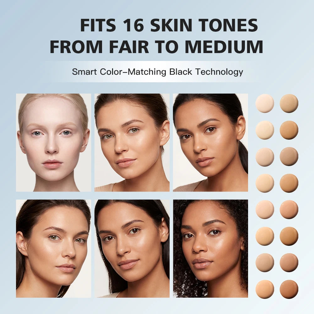 Prime Color Changing Liquid Foundation & Free Puff Full Coverage Concealer Waterproof Oil Control Long Lasting Face Nude Makeup HIP