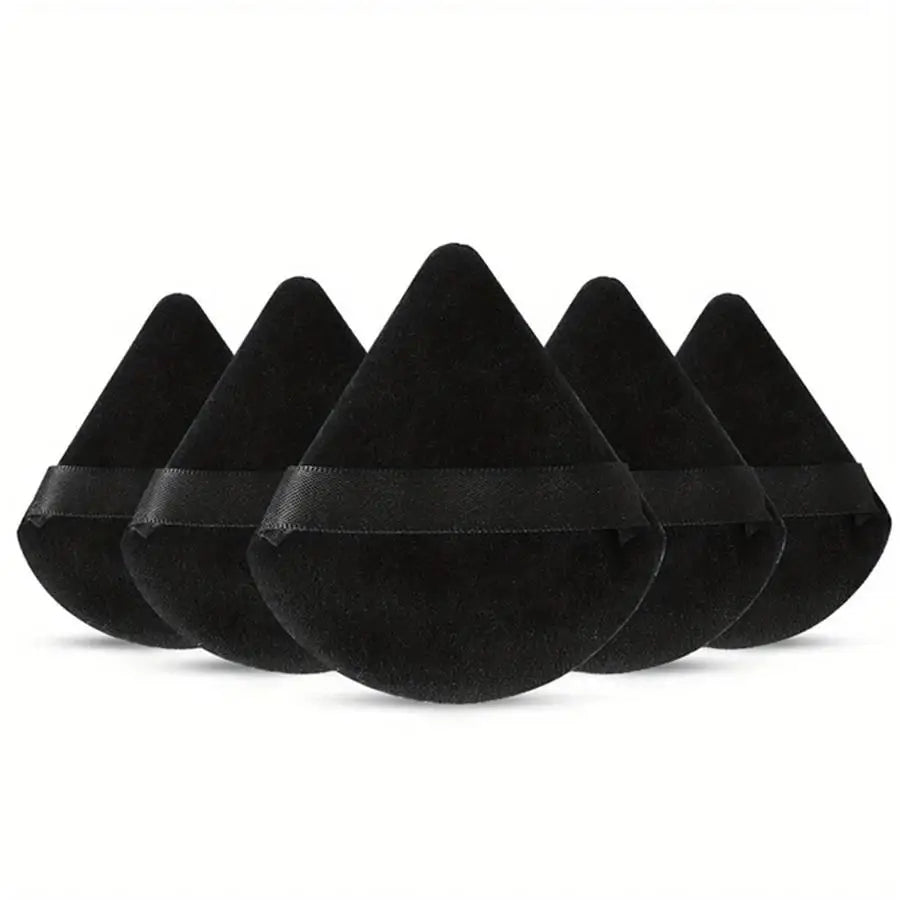 Triangle Powder Puff Set – Soft Plush Foundation & Loose Powder Makeup Powder Puff HIP SHE088-5black