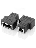 2-Pack RJ45 3-Way Shielded Ethernet Splitter Adapter 8 Core Ethernet Splitter Adapter HIP Black 2pcs