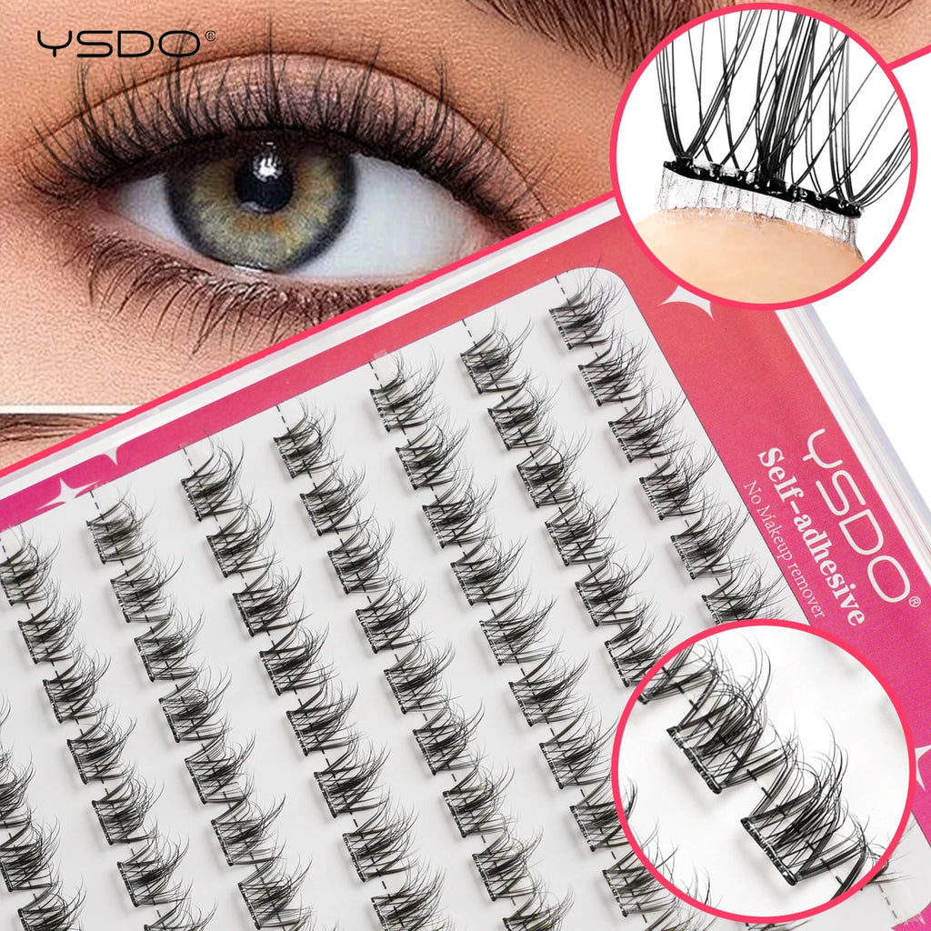 YSDO 90/100PCS Individual Eyelashes No Glue Needed Self Adhesive DIY Cluster Lashes Makeup Tool False Lashes Extension Faux CIls HIP MJ01
