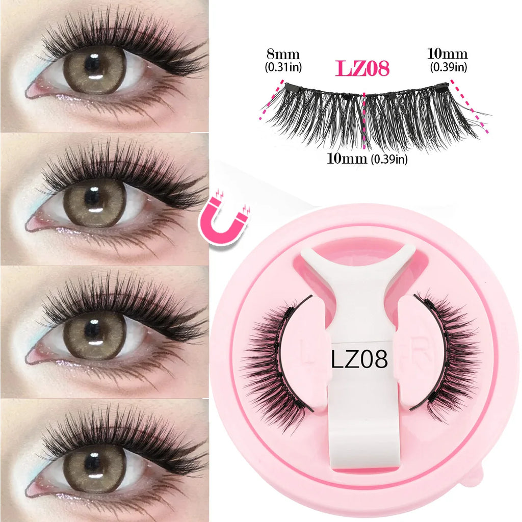 YSDO 1 Pair New Magnetic Eyelashes Set With Tweezers Makeup Natural Light Eyelash Extension Tools Reusable False Eye Lashes HIP LZ08