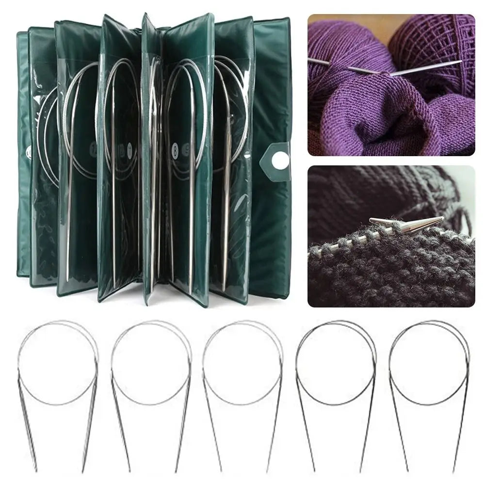 Stainless Steel Circular Knitting Needles – 11-Size Set Circular Knitting Needles HIP