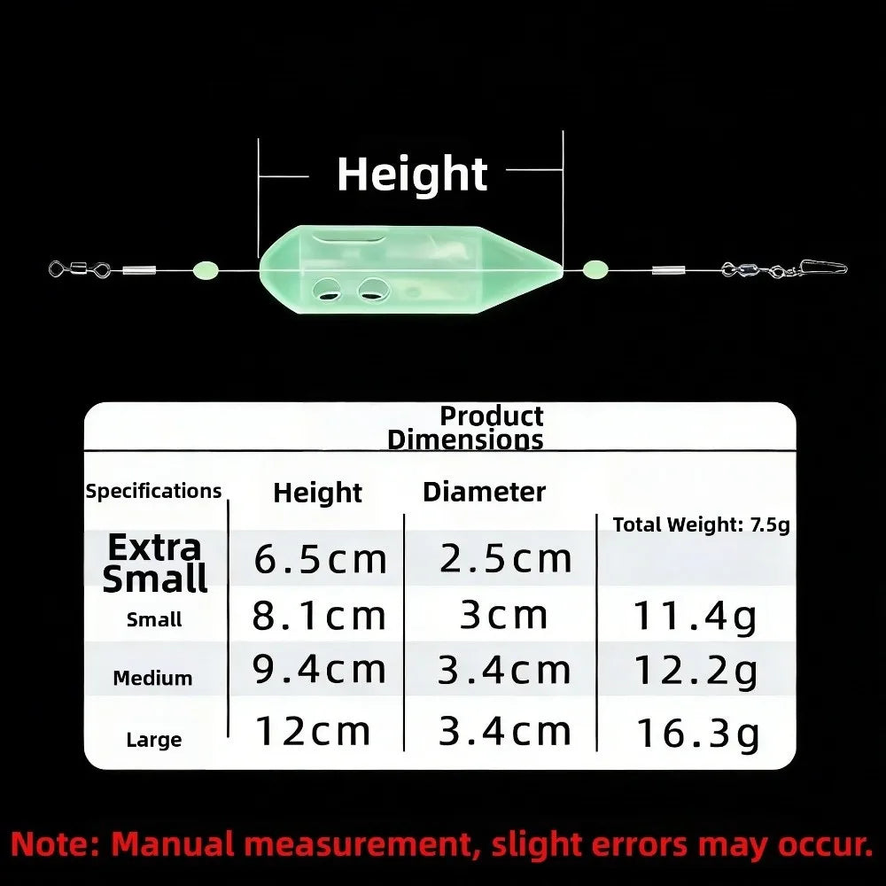 3-Pack Luminous Bait Cage Maggot Feeder Set – S, M & L Fishing Bait Feeder HIP