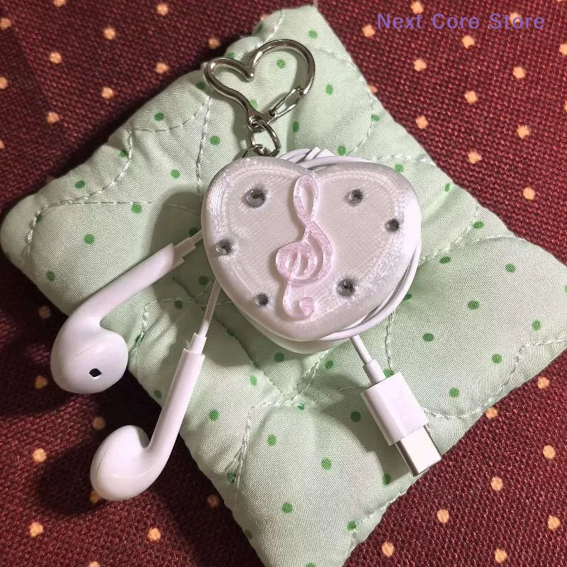 Y2K Heart Earphone Storage Bag & Keychain – Musical Note Earphone Storage Bag HIP
