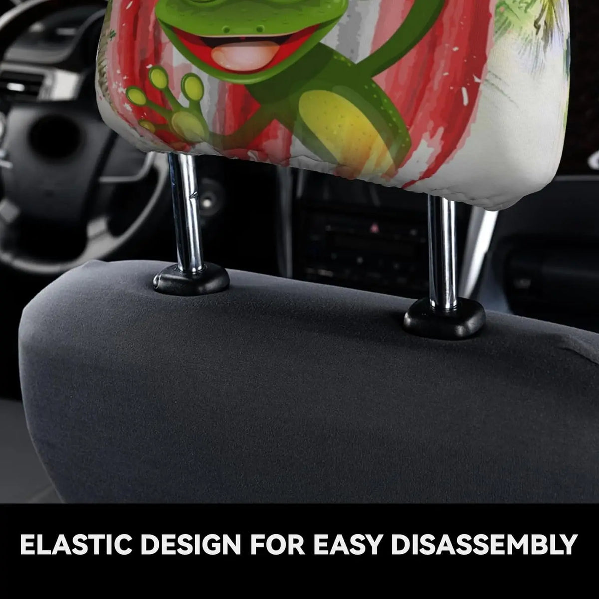 Puerto Rico Frog Car Headrest Covers – 2-Pack Universal Fit Car Headrest Cover HIP