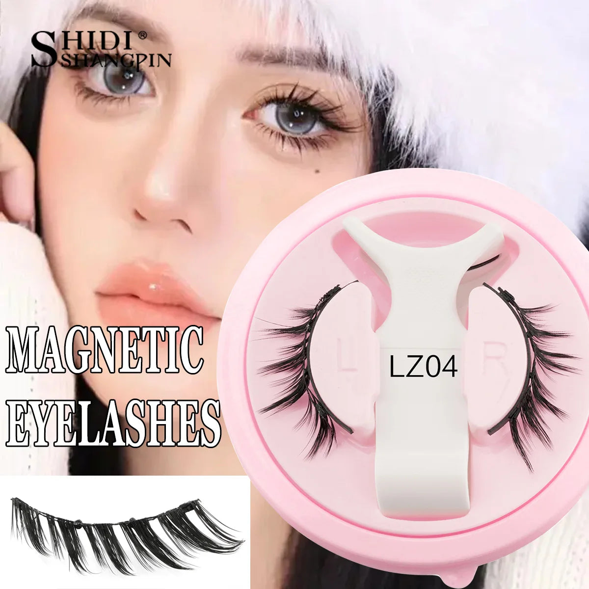 SHIDISHANGPIN 1 Pair Reusable Magnetic Eyelashes Tweezers Set Handmade 3D Natural False Eyelashes and Magnetic Tweezers Set HIP