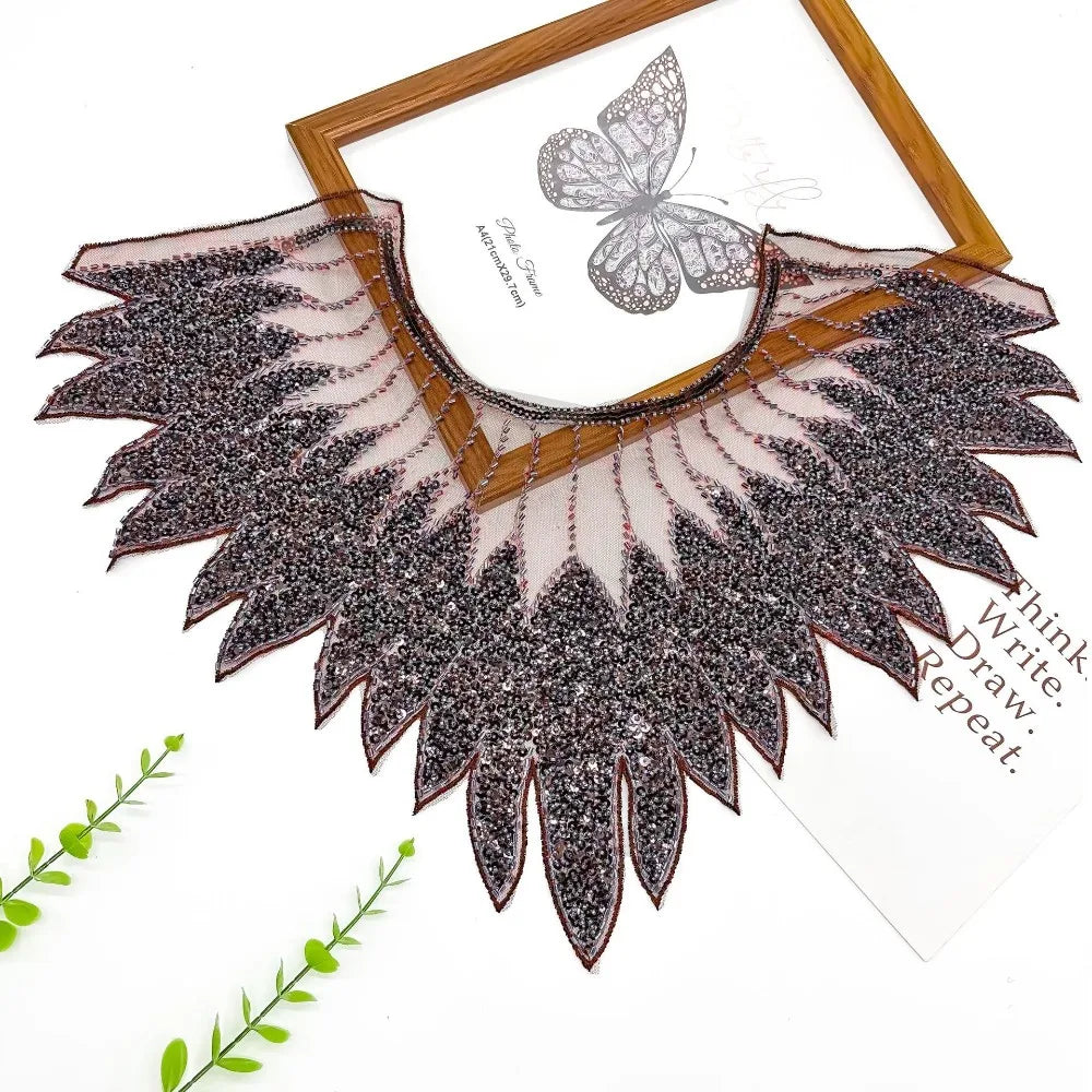 Rhinestone Lace Applique – Sequin Beaded DIY Cloth Patch Fabric Applique Patch HIP