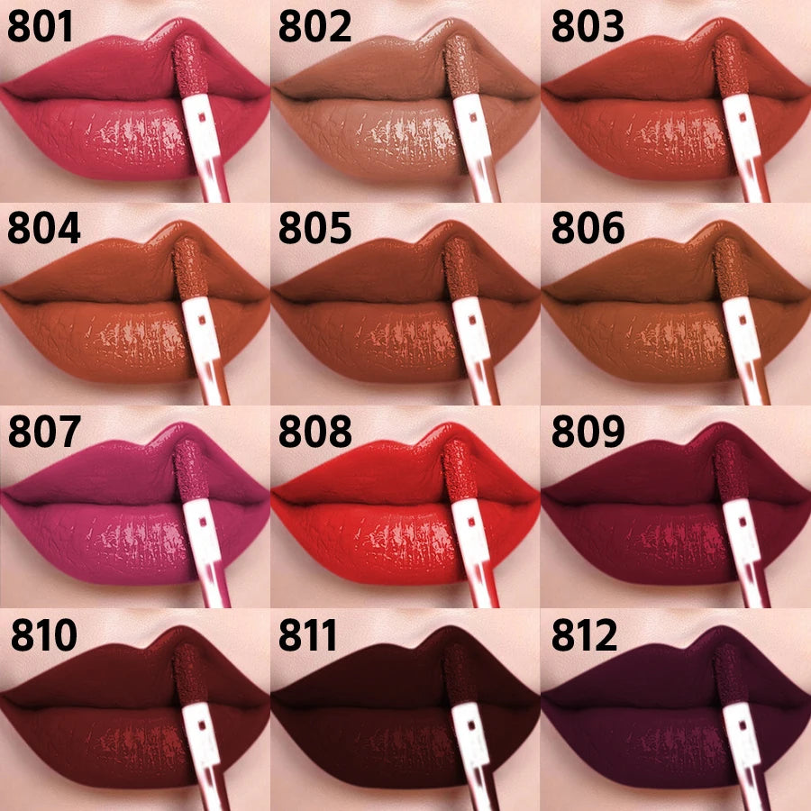 12 Color Moisturizing Sexy Lip Gloss Lasting Plump Lip Glow Oil Tinted Matte Lip Glaze Velvet Liquid Lipstick Red Lip Makeup Red HIP