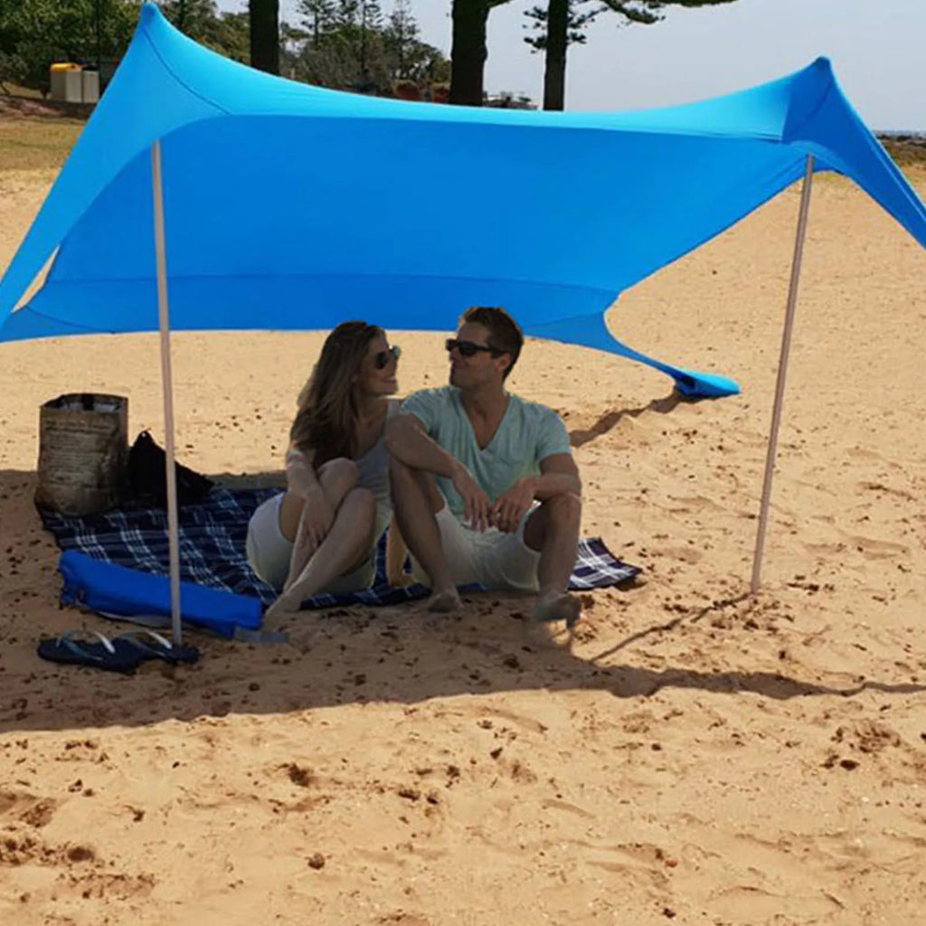 Outdoor Shade Beach Canopy Reinforced Windproof Rope Beach Canopy Waterproof UPF50 Tear Resistant with Carry Bag for Fishing HIP