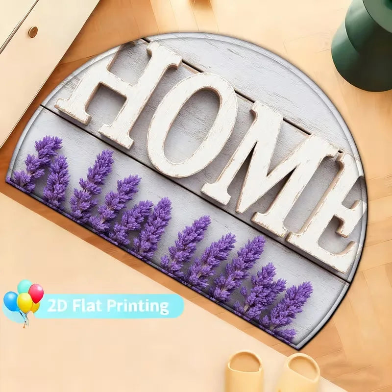 Semicircle Lavender HOME Doormat – Non-Slip Farmhouse Rug Entryway Doormat HIP 5 50x80cm-Felt