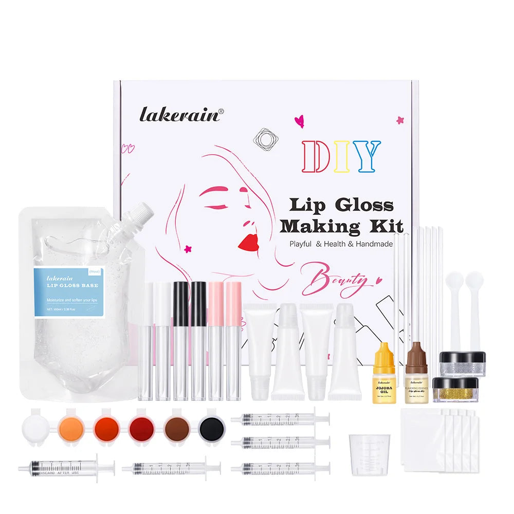 New Lip Gloss Making Kit Moisturizing Lip Gloss Base Diy Raw Material Tool Kit Shiny Glitter Lip Tints Glaze Handmade Cosmetic HIP new box